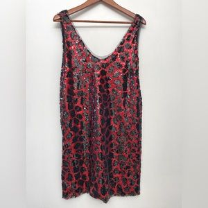 Sequinned red leopard shift dress